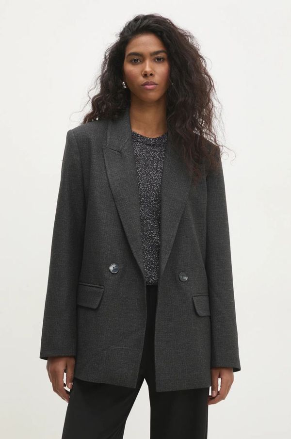Answear Lab Sako Answear Lab boja: siva, dvoredno zakopčavanje, bez uzorka