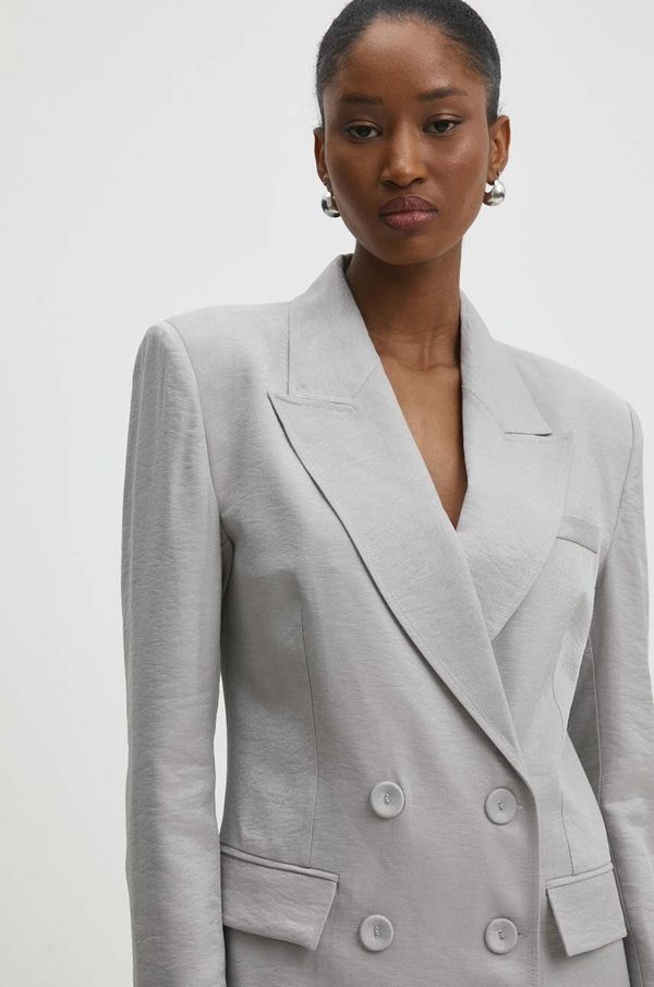 Answear Lab Sako Answear Lab boja: siva, dvoredno zakopčavanje, bez uzorka