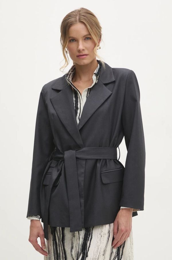 Answear Lab Sako Answear Lab boja: siva, jednoredno zakopčavanje, bez uzorka