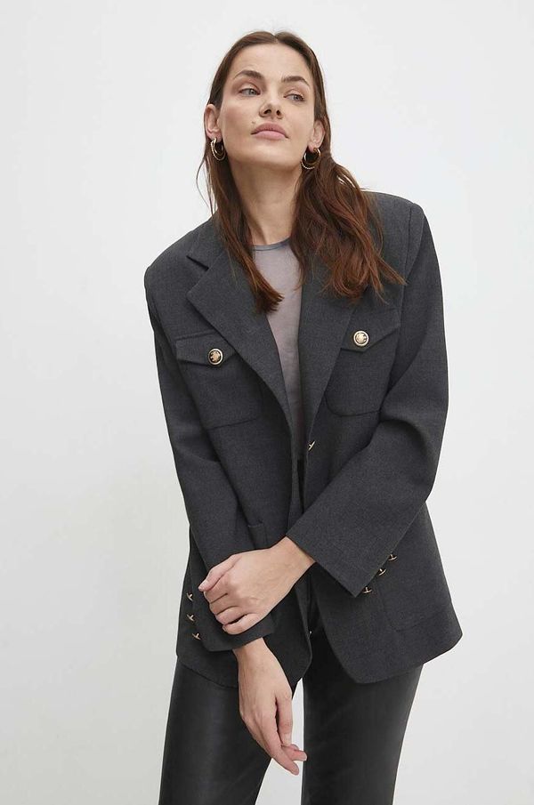 Answear Lab Sako Answear Lab boja: siva, jednoredno zakopčavanje, bez uzorka