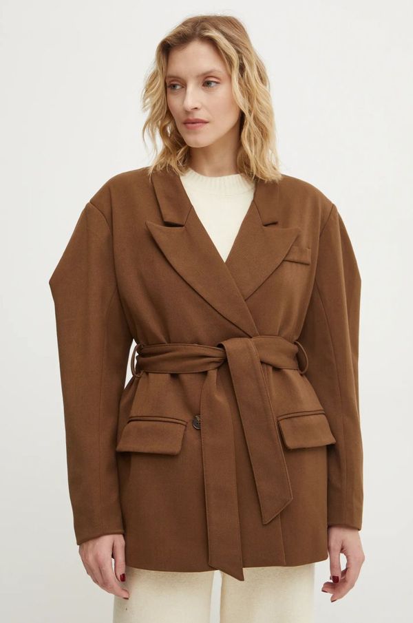 Answear Lab Sako Answear Lab boja: smeđa, dvoredno zakopčavanje, bez uzorka