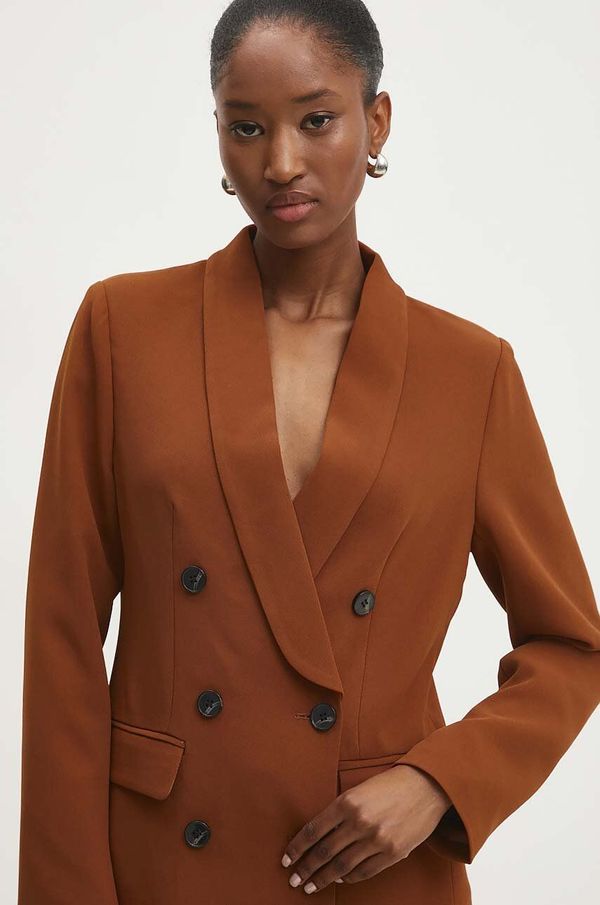 Answear Lab Sako Answear Lab boja: smeđa, dvoredno zakopčavanje, bez uzorka