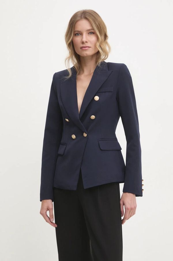 Answear Lab Sako Answear Lab boja: tamno plava, dvoredno zakopčavanje, bez uzorka