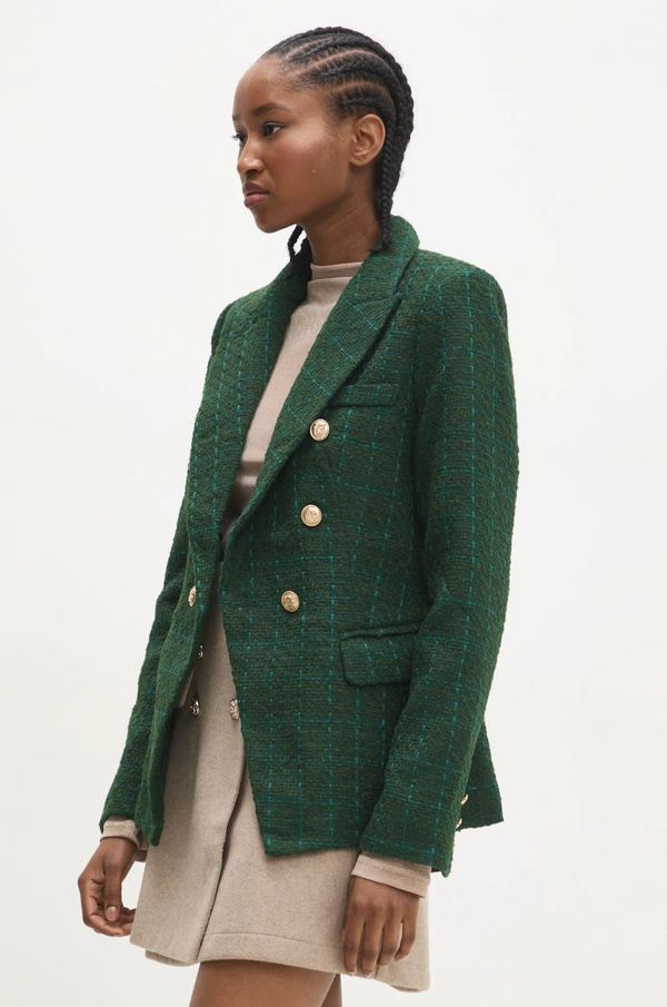 Answear Lab Sako Answear Lab boja: zelena, dvoredno zakopčavanje, s uzorkom