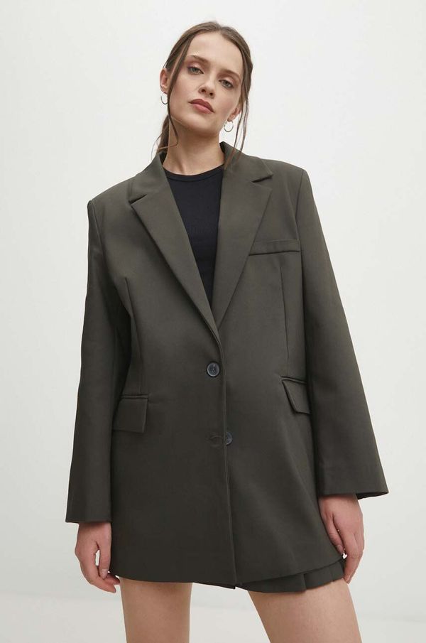 Answear Lab Sako Answear Lab boja: zelena, jednoredno zakopčavanje, bez uzorka