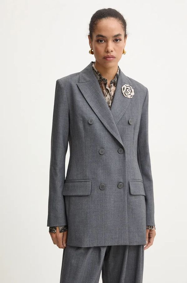 Blugirl Blumarine Sako Blugirl Blumarine boja: siva, dvoredno zakopčavanje, bez uzorka, RF4126.T5771