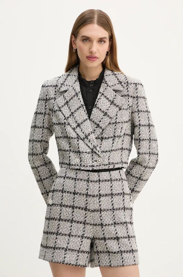 Bruuns Bazaar Sako Bruuns Bazaar DoxaBBNanyas short blazer boja: siva, dvoredno zakopčavanje, s uzorkom, BBW4175