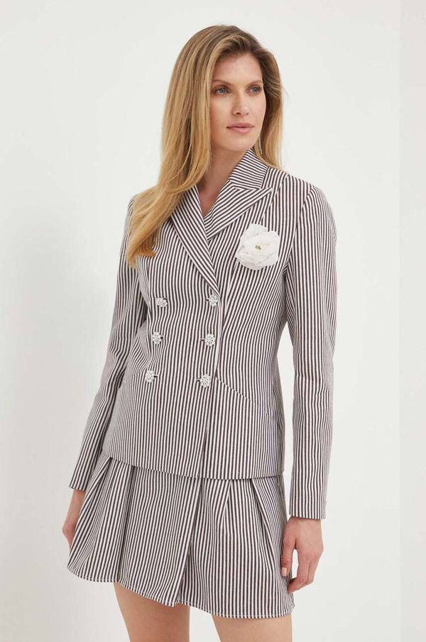 Custommade Sako Custommade Finja boja: smeđa, dvoredno zakopčavanje, s uzorkom