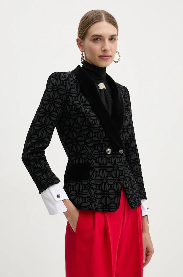 Elisabetta Franchi Sako Elisabetta Franchi boja: crna, dvoredno zakopčavanje, s uzorkom, GI11547E2