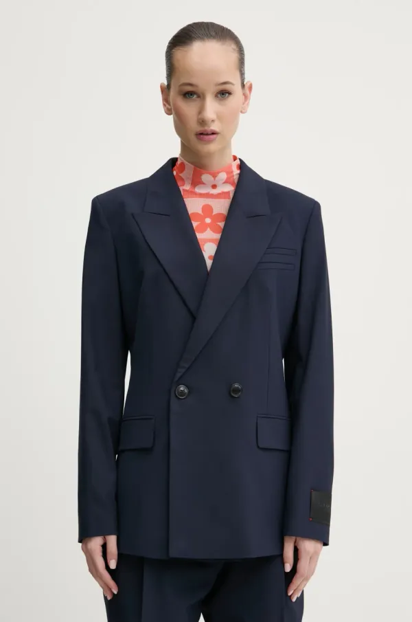 HUGO Sako HUGO boja: tamno plava, dvoredno zakopčavanje, bez uzorka, 50530482