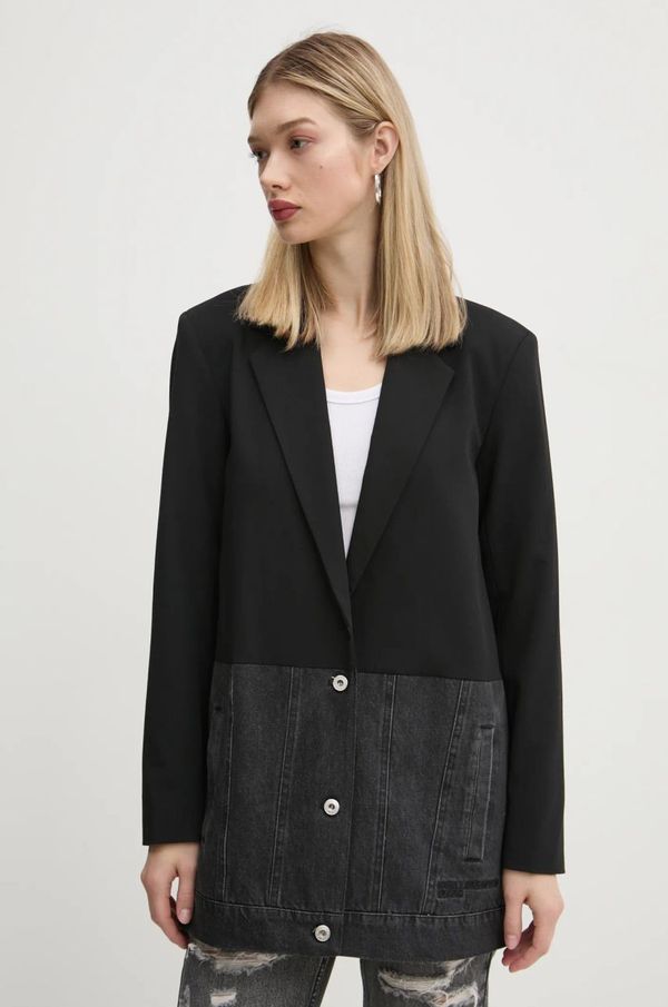 Karl Lagerfeld Jeans Sako Karl Lagerfeld Jeans boja: crna, jednoredno zakopčavanje, bez uzorka, A1W14021