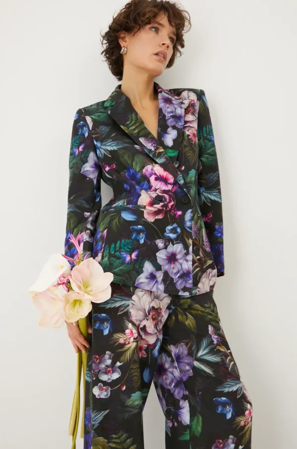 Medicine Sako Medicine za žene, boja: crna, dvoredno zakopčavanje, s uzorkom