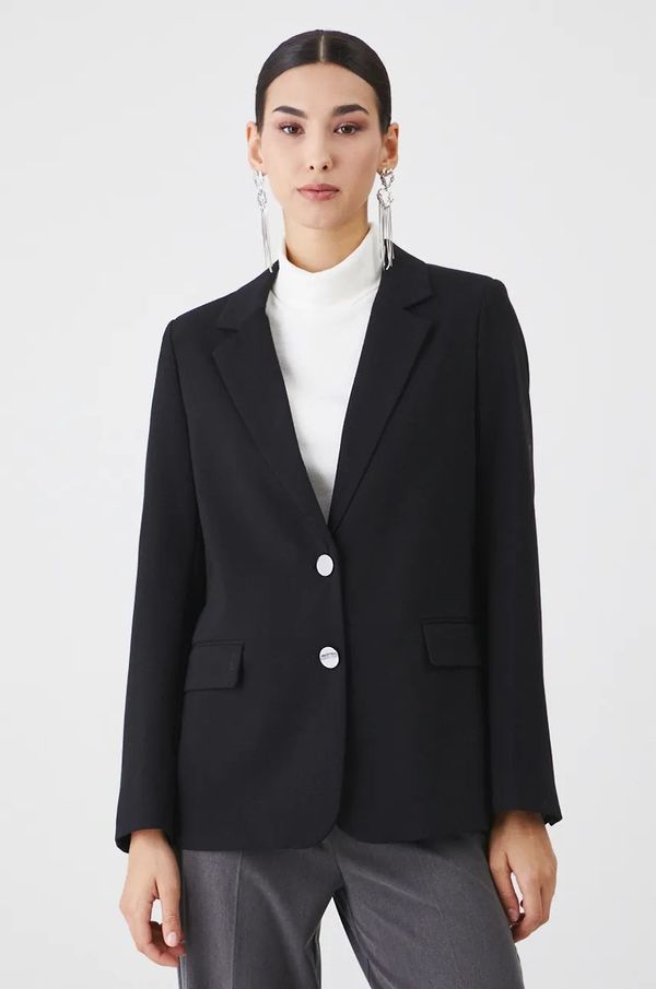 Medicine Sako Medicine za žene, boja: crna, jednoredno zakopčavanje, bez uzorka