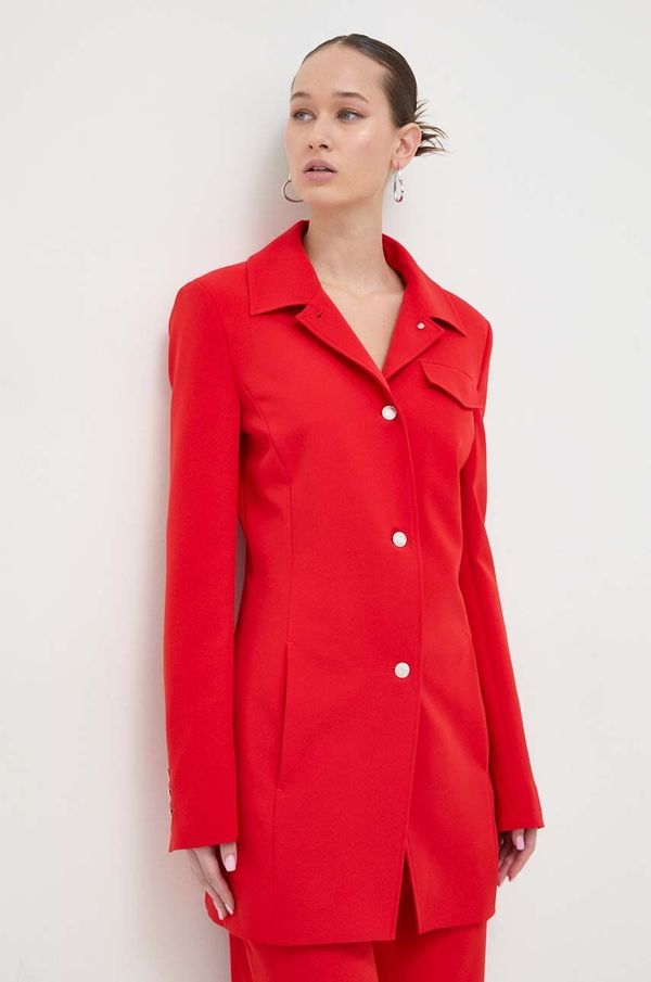 Moschino Jeans Sako Moschino Jeans boja: crvena, jednoredno zakopčavanje, bez uzorka