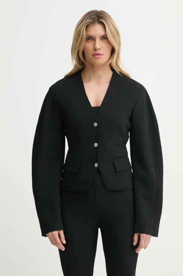 Nanushka Sako Nanushka KIYO boja: crna, jednoredno zakopčavanje, bez uzorka, NW25RSOW19999