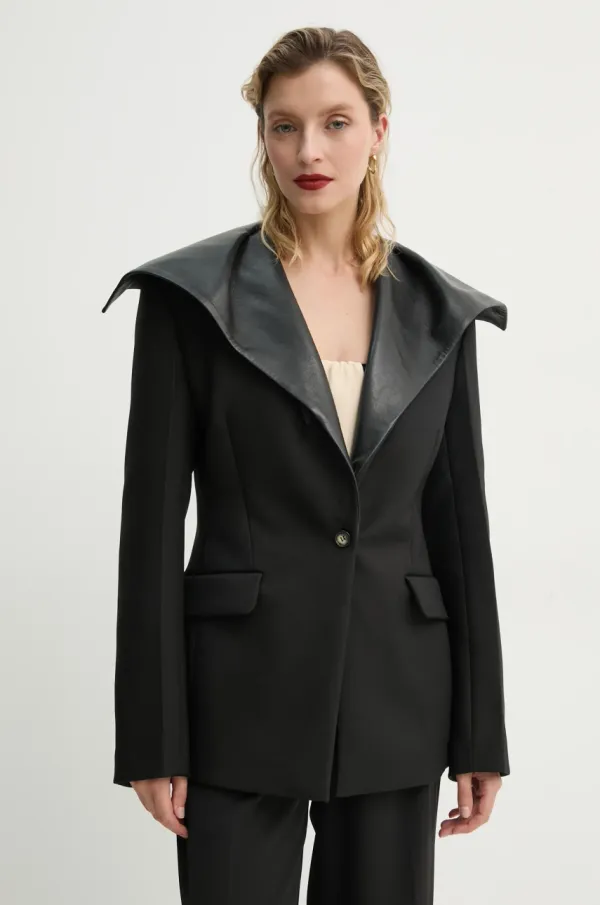 Nanushka Sako Nanushka LUIZA boja: crna, jednoredno zakopčavanje, bez uzorka, NW25RSOW03399