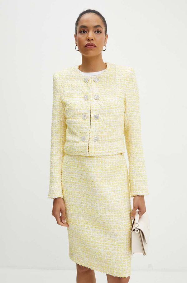 Rotate Sako Rotate Boucle Cropped Jacket boja: žuta, jednoredno zakopčavanje, s uzorkom, 1127721895