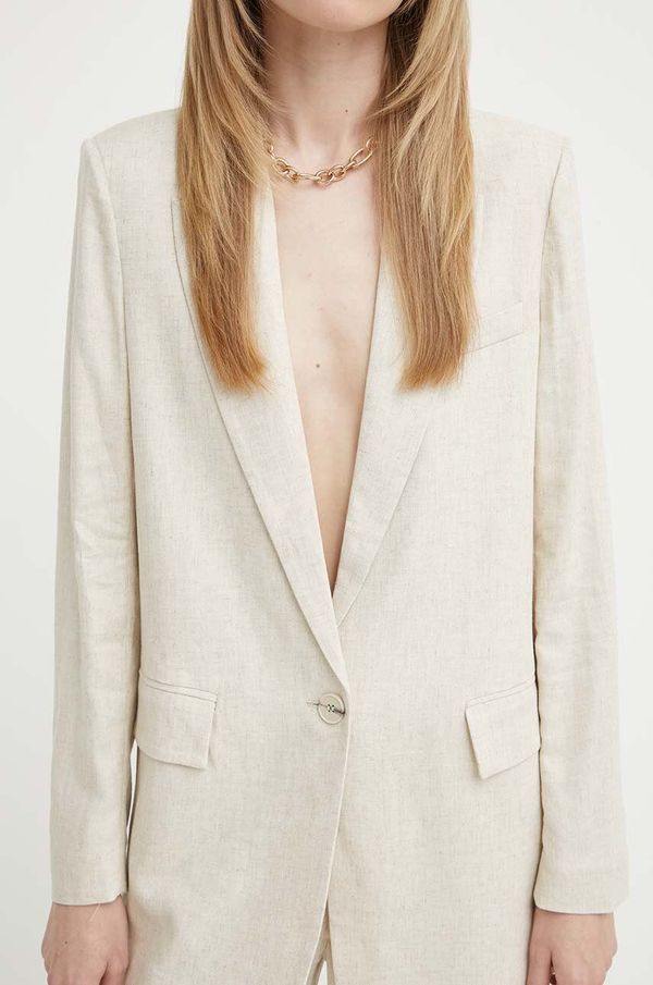 Bruuns Bazaar Sako s dodatkom lana Bruuns Bazaar OxalisBBFreida blazer boja: bež, jednoredno zakopčavanje, bez uzorka, BBW3938