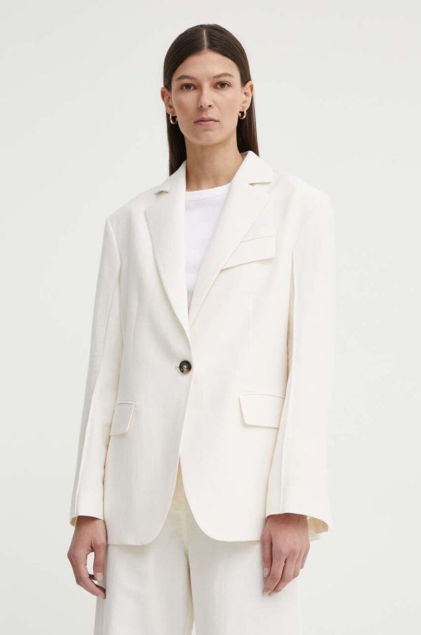 Day Birger et Mikkelsen Sako s dodatkom lana Day Birger et Mikkelsen Marcy - Solid Linen boja: bež, jednoredno zakopčavanje, bez uzorka, DAY65243278