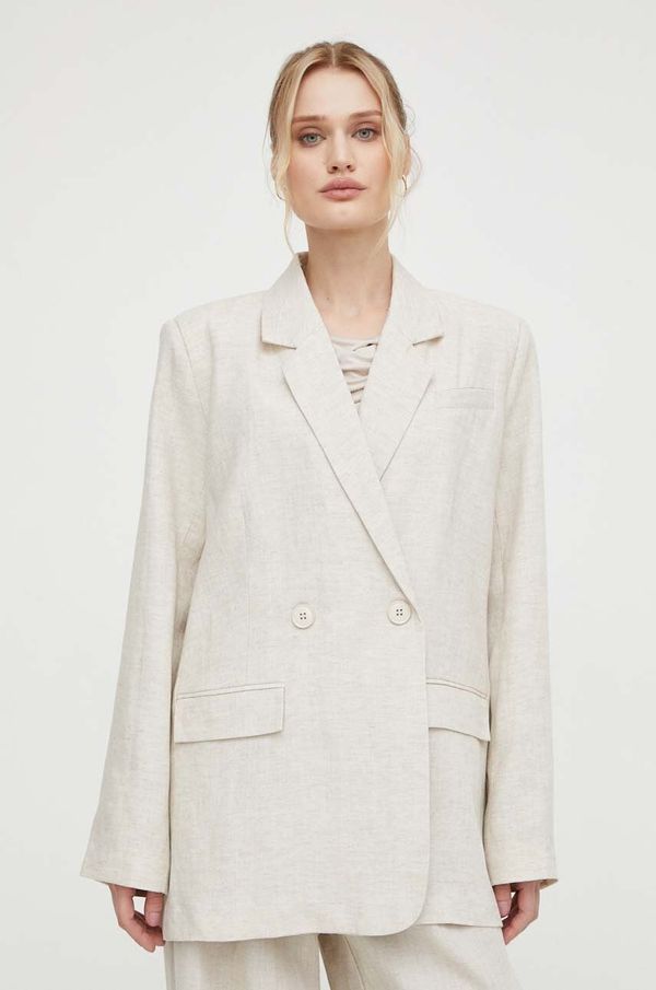 Gestuz Sako s dodatkom lana Gestuz boja: bež, dvoredno zakopčavanje, bez uzorka