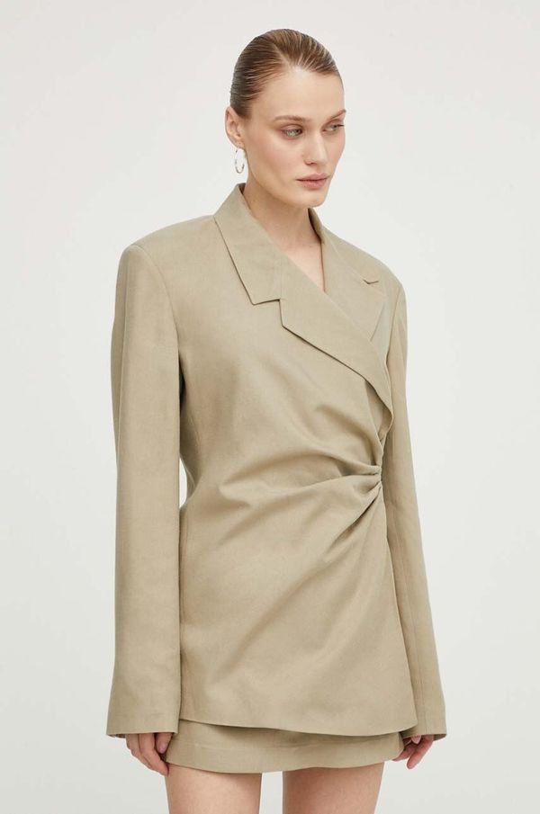 Herskind Sako s dodatkom lana Herskind boja: bež, dvoredno zakopčavanje, bez uzorka