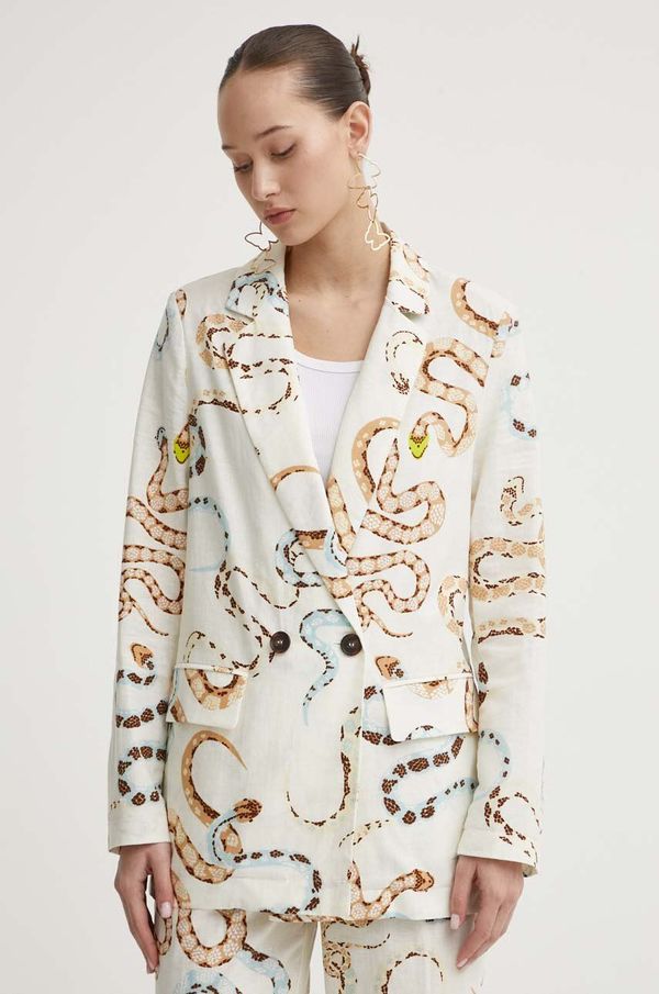 Never Fully Dressed Sako s dodatkom lana Never Fully Dressed boja: bež, dvoredno zakopčavanje, s uzorkom