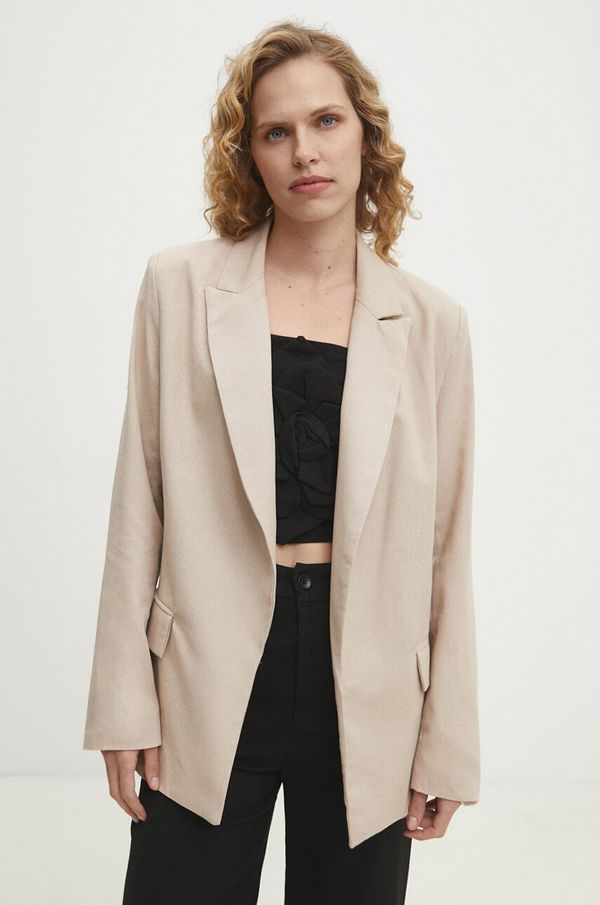 Answear Lab Sako s lanom Answear Lab boja: bež, bez zakopčavanja, bez uzorka