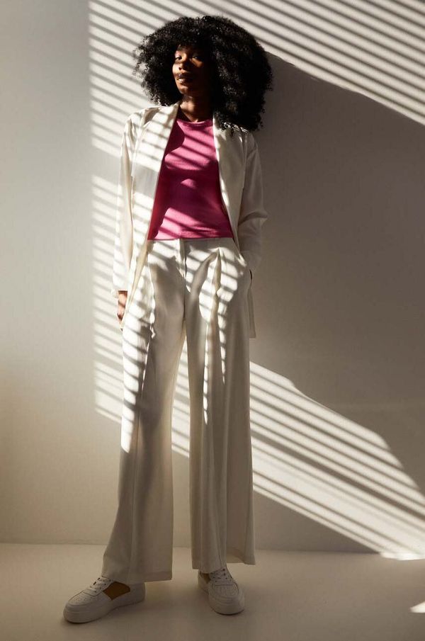 Answear Lab Sako s lanom Answear Lab boja: bež, bez zakopčavanja, bez uzorka