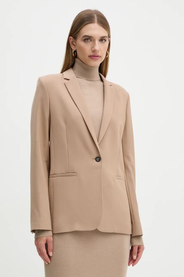 Calvin Klein Sako s primjesom vune Calvin Klein boja: smeđa, jednoredno zakopčavanje, bez uzorka, K20K207632