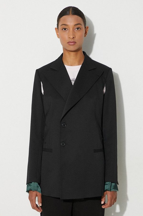 MM6 Maison Margiela Sako s primjesom vune MM6 Maison Margiela boja: crna, dvoredno zakopčavanje, bez uzorka, S62BN0102.S47848