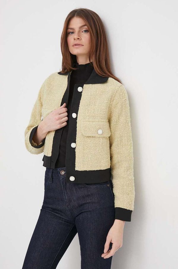 Sisley Sako s primjesom vune Sisley boja: žuta, jednoredno zakopčavanje, bez uzorka