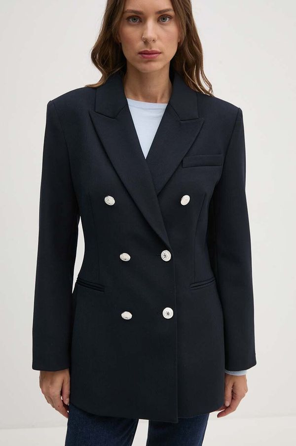Tommy Hilfiger Sako s primjesom vune Tommy Hilfiger boja: tamno plava, dvoredno zakopčavanje, bez uzorka, WW0WW42245
