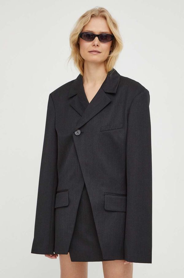 Won Hundred Sako s primjesom vune Won Hundred boja: crna, dvoredno zakopčavanje, bez uzorka