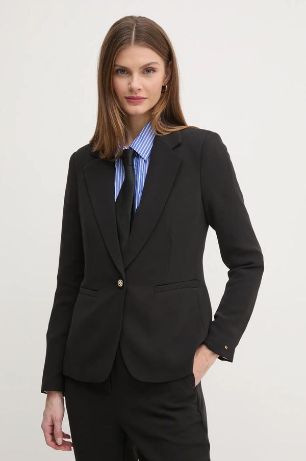 Tommy Hilfiger Sako Tommy Hilfiger boja: crna, jednoredno zakopčavanje, bez uzorka, WW0WW44096