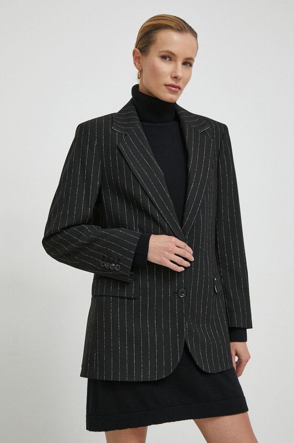 Tommy Hilfiger Sako Tommy Hilfiger boja: crna, jednoredno zakopčavanje, s uzorkom