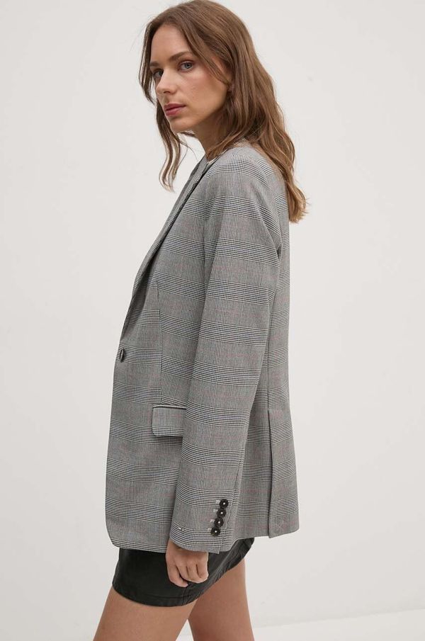 Tommy Hilfiger Sako Tommy Hilfiger boja: siva, jednoredno zakopčavanje, s uzorkom, WW0WW42248