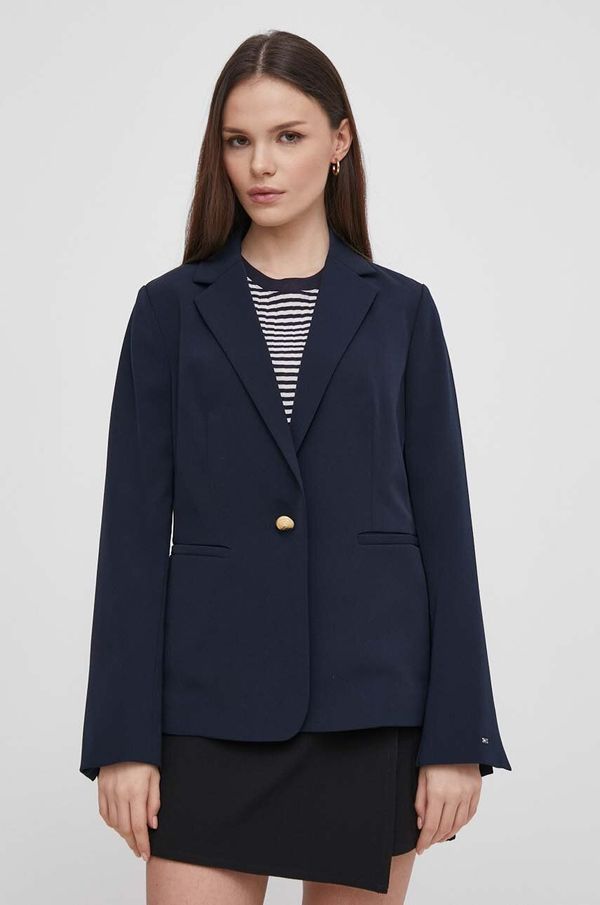 Tommy Hilfiger Sako Tommy Hilfiger boja: tamno plava, jednoredno zakopčavanje, bez uzorka