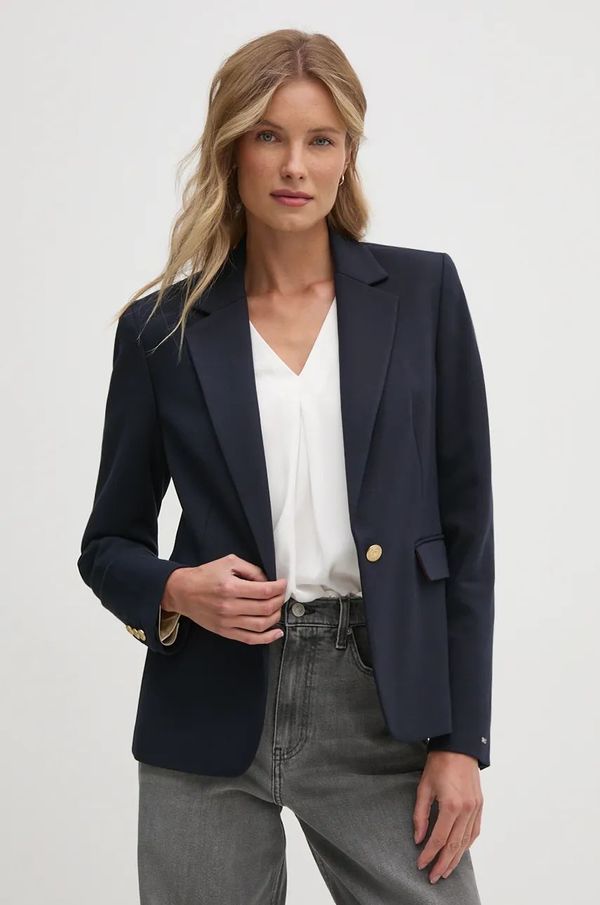Tommy Hilfiger Sako Tommy Hilfiger boja: tamno plava, jednoredno zakopčavanje, bez uzorka, WW0WW43473