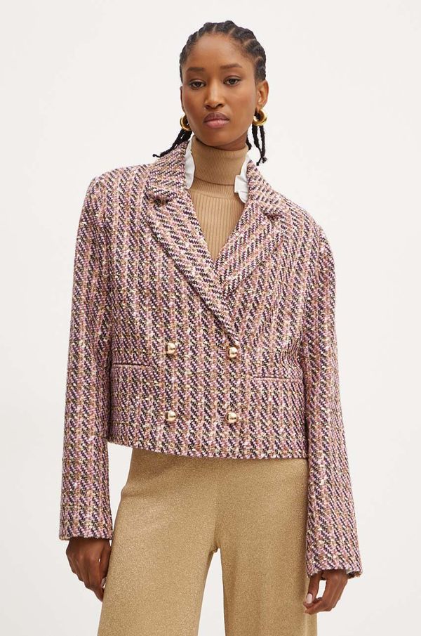 Twinset Sako Twinset boja: ružičasta, dvoredno zakopčavanje, melanž, 242AP2122