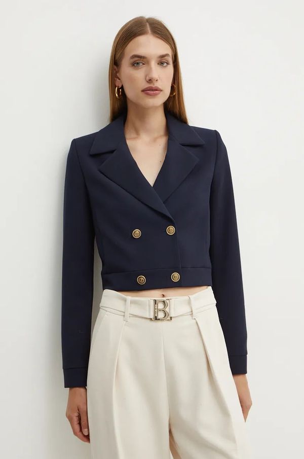 Twinset Sako Twinset boja: tamno plava, dvoredno zakopčavanje, bez uzorka, 242TT2100