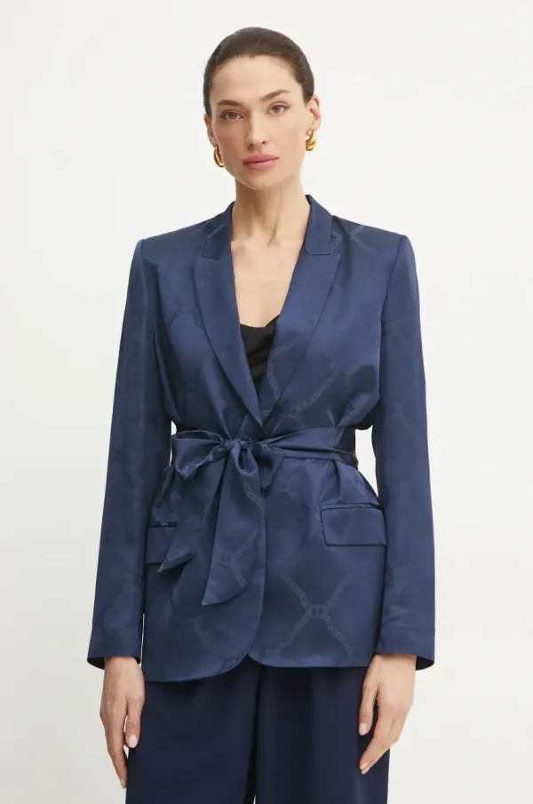 Twinset Sako Twinset boja: tamno plava, jednoredno zakopčavanje, s uzorkom, 251TP2010