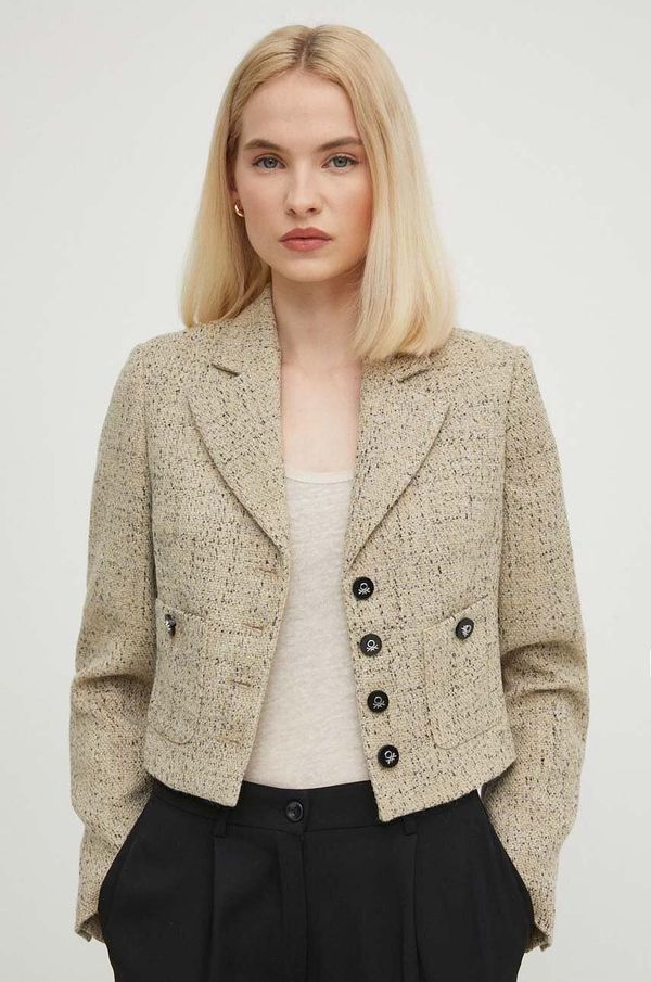United Colors of Benetton Sako United Colors of Benetton boja: bež, jednoredno zakopčavanje, s uzorkom