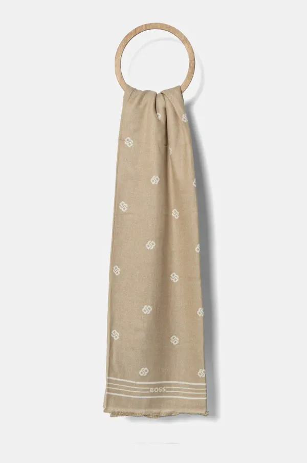 BOSS Šal BOSS za žene, boja: bež, s uzorkom, 50535789