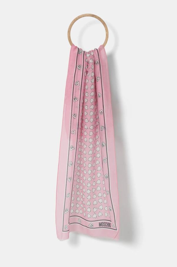 Moschino Šal s dodatkom svile Moschino 45 x 150 cm boja: ružičasta, s uzorkom, M3246 3322
