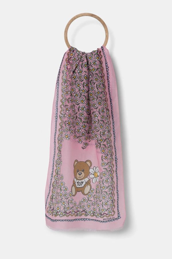 Moschino Šal s dodatkom svile Moschino 45 x 150 cm boja: ružičasta, s uzorkom, M3251 3322