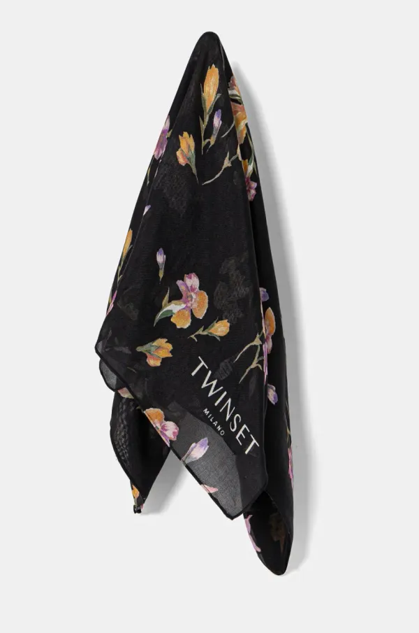 Twinset Šal s primjesom vune Twinset boja: crna, s uzorkom, 251TA4340