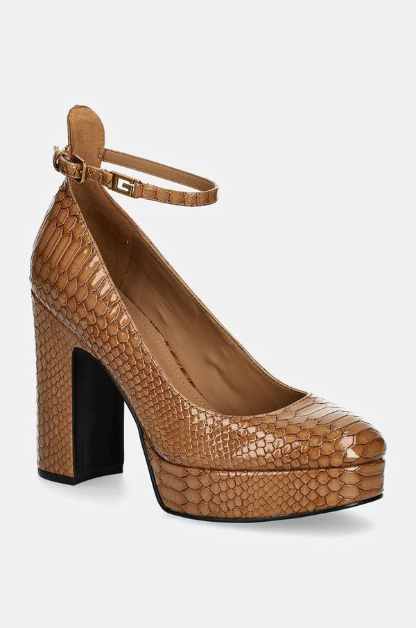 Guess Salonke Guess TEMIS5 boja: smeđa, s debelom potpeticom, FLFTEM FAB08