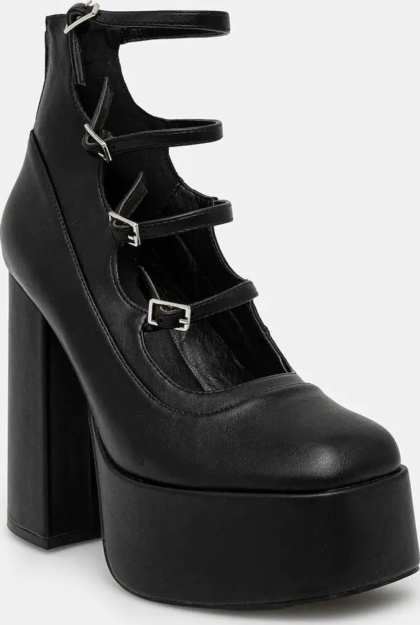 Koi Footwear Salonke Koi Footwear GURREN BLACK STRAPPY PLATFORM HEELS