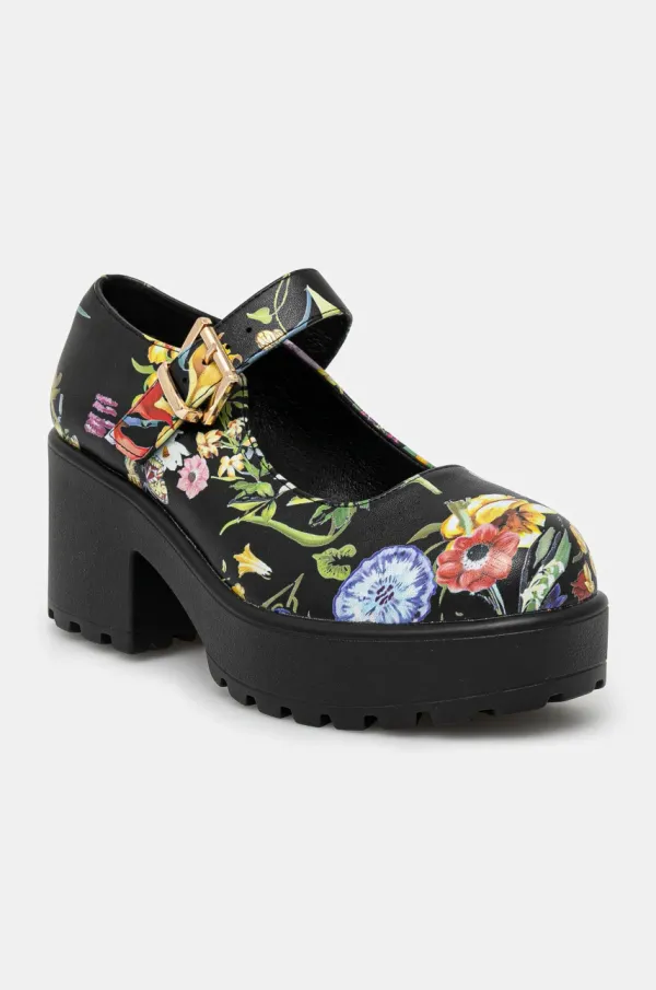 Koi Footwear Salonke Koi Footwear TIRA MARY JANES ‘FLORAL EDITION’ boja: crna, s debelom potpeticom, ND68