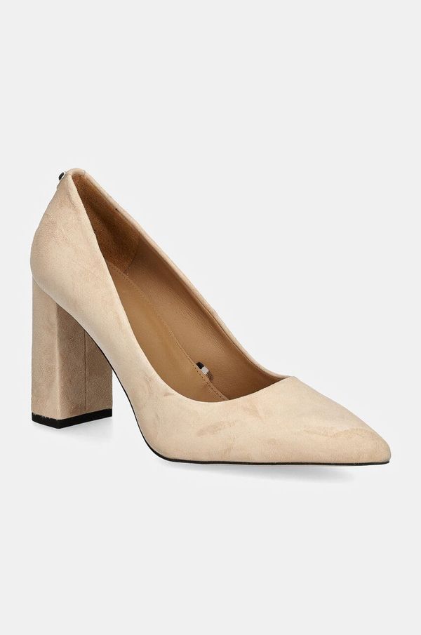 Boss Salonke od brušene kože BOSS Janet boja: bež, s debelom potpeticom, 50503640